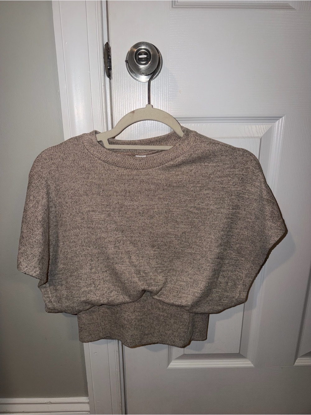 Missguided Taupe Cropped Dolman Sleeve Knit Top